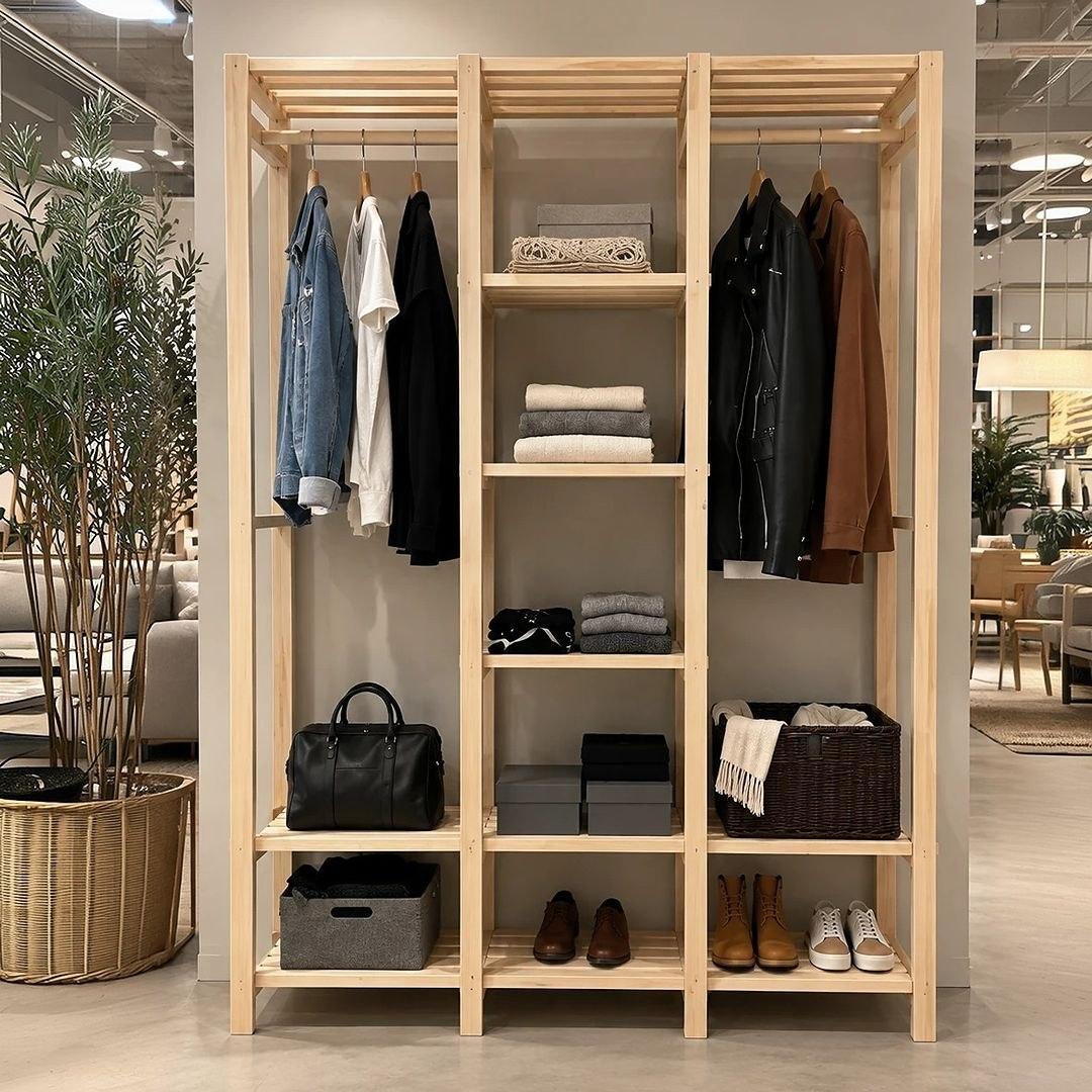 Closet Aberto Guarda Roupas Arara Cabideiro Com Prateleiras