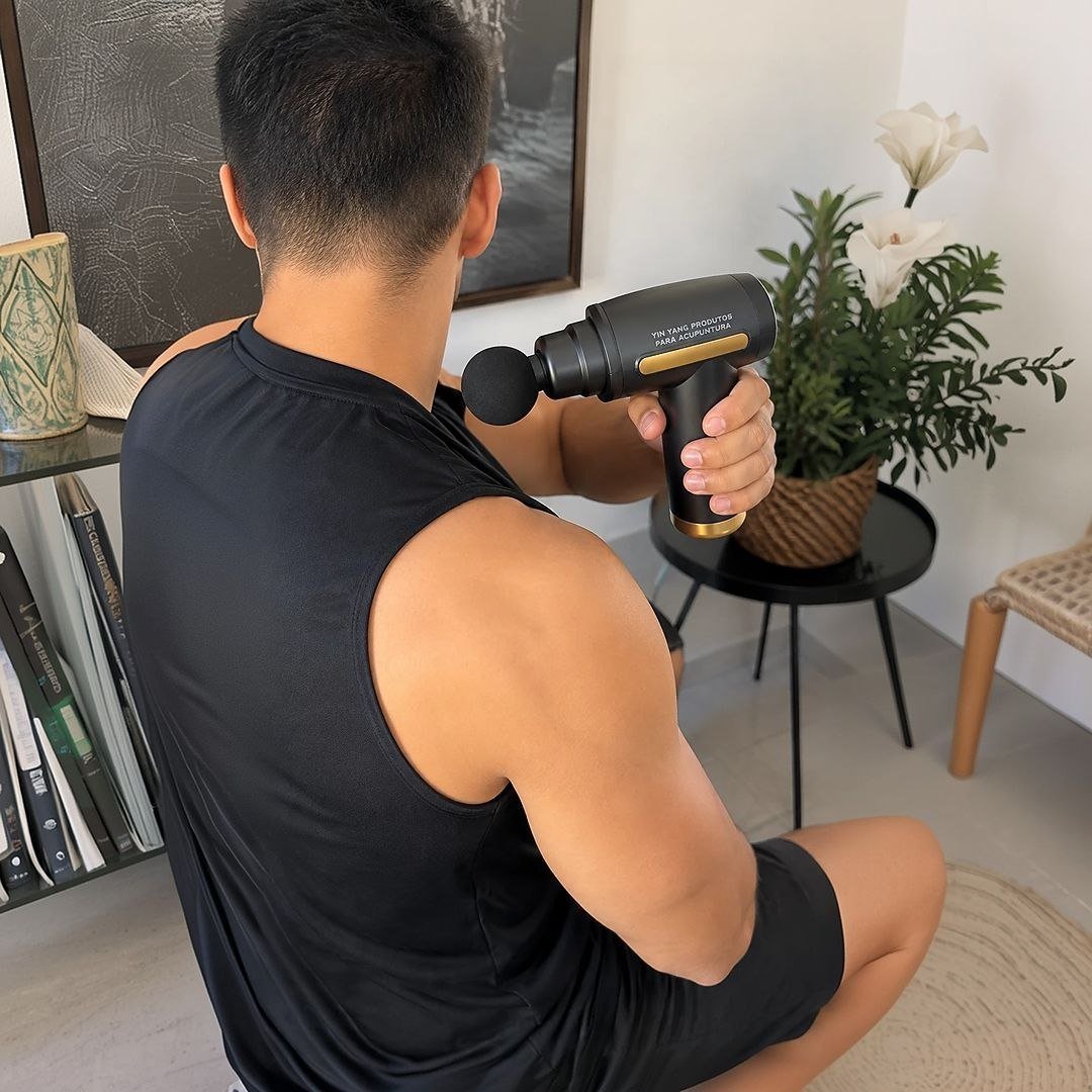 Pistola Massageadora Yin Yang Sem Fio Com 6 Velocidades e 4 Cabeças