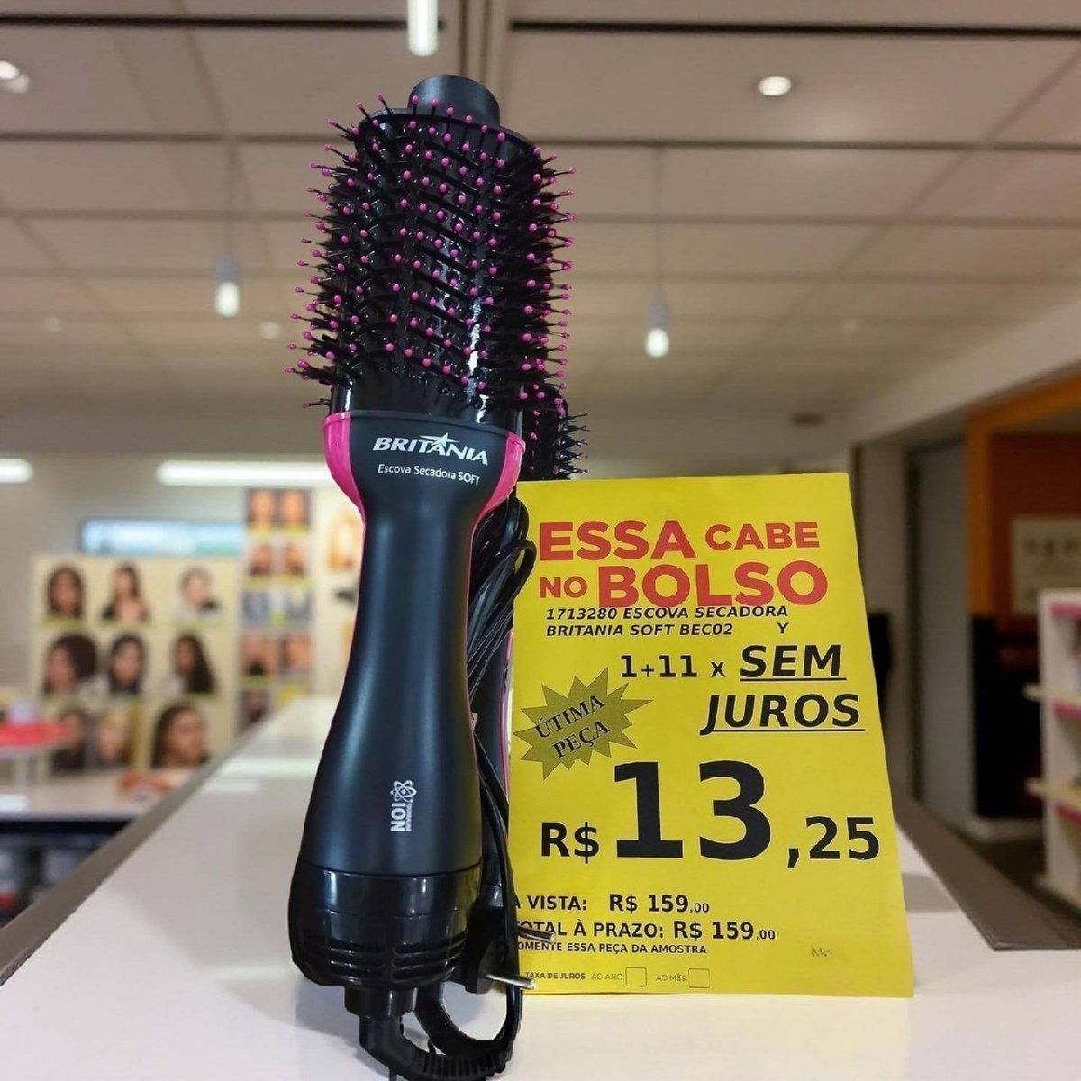 Britânia Escova Secadora BEC02PR Bivolt 4 em 1 1300W Plástico Rosa/Preto