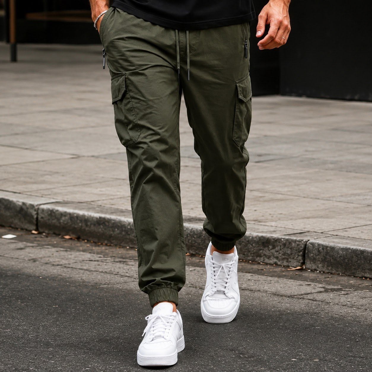 Calça Jogger Cargo Sarja Streetwear