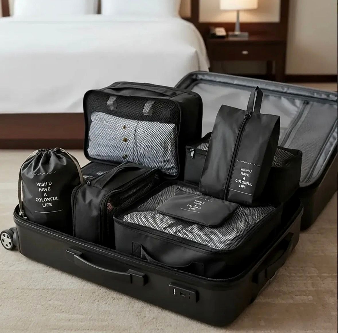 🧳 Kit com 7 Peças Organizador de Mala para Viagem