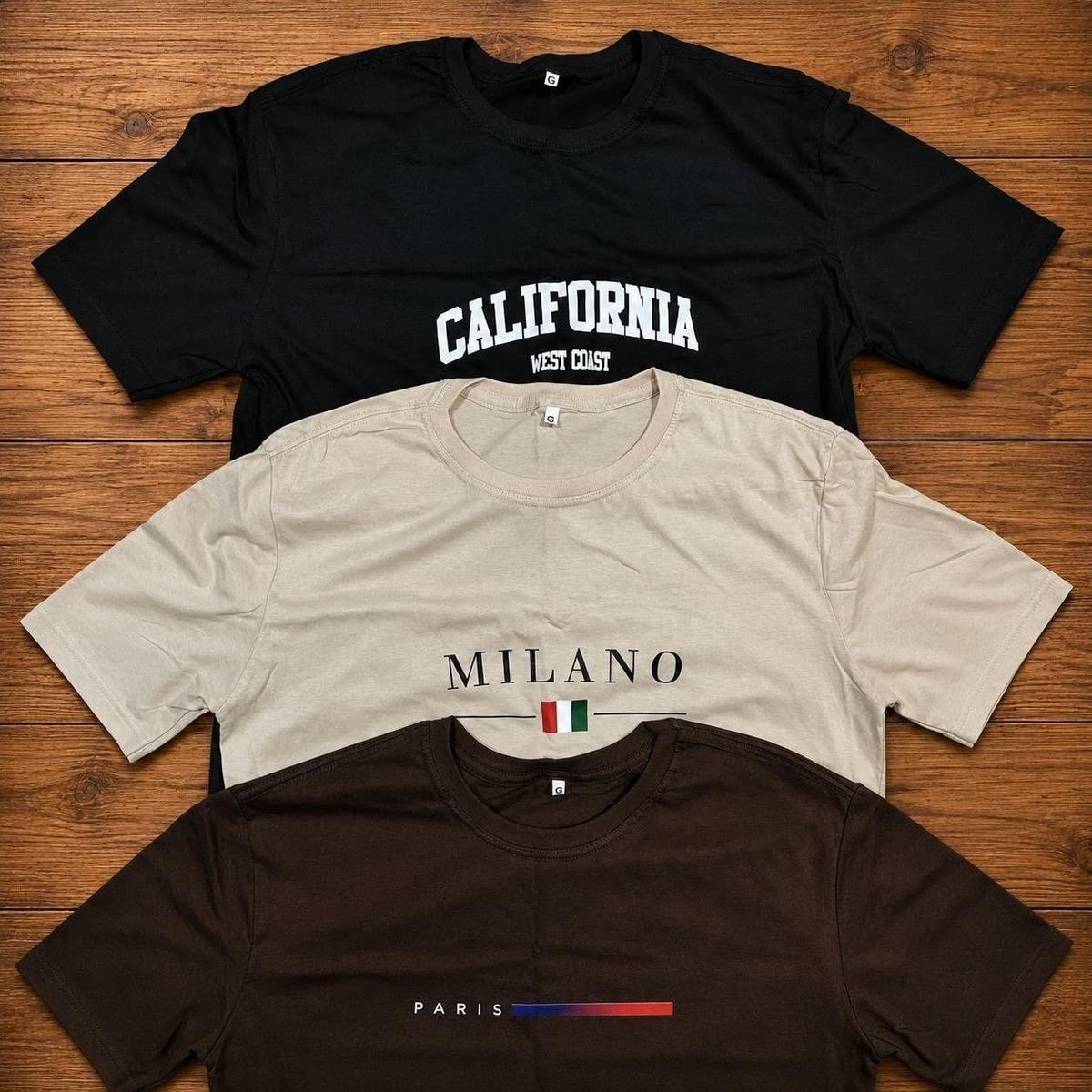 Kit 3 Camisetas Masculina 100% Algodão Premium Verão Casual Preto -marrom-branco M Estampa Localizada