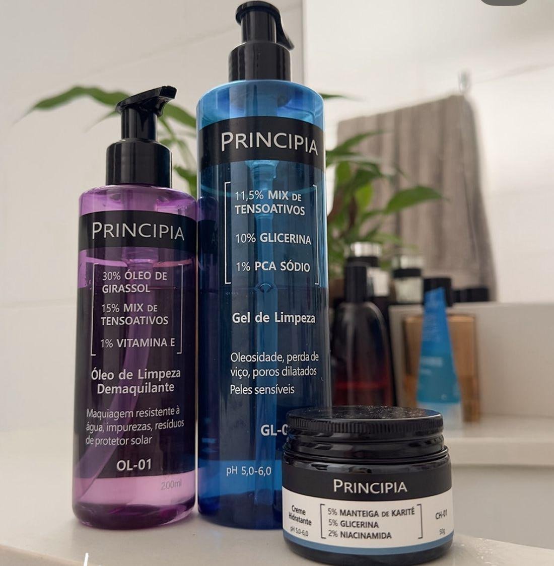 Principia Kit Limpeza E Hidratação Ch-01 + Ol-01 + Gl-02 Todo Tipo De Pele Dia/noite