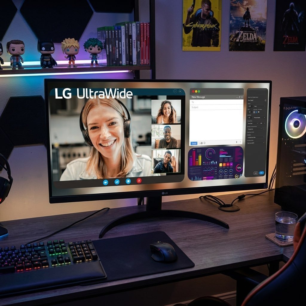 Monitor LG UltraWide - Tela IPS de 29", 21:9, HDR10, sRGB 99%, 100Hz, Preto- 29WQ500B