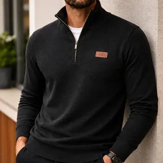 Suéter Masculino Zíper Gola Alta Red Nose Básico Inverno Preto M