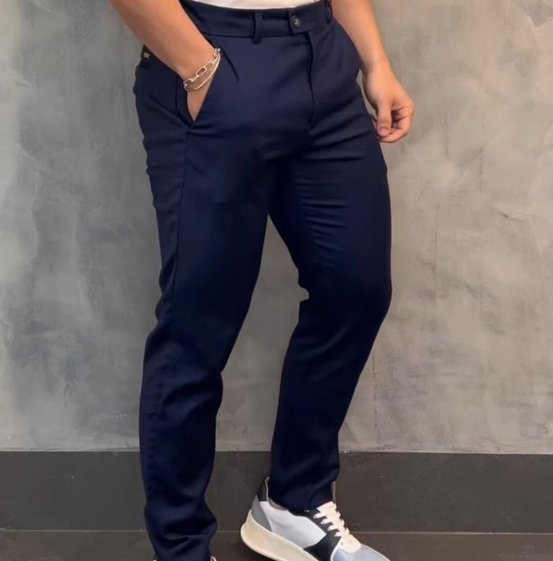 Calça Social Alfaiataria Masculina Malha Elastano Stretch (38 ao 50)