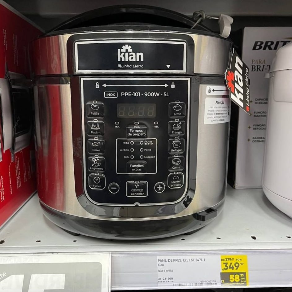 Panela De Pressão Elétrica 5 Litros Kian Ppe-101 Cor Inox 127v
