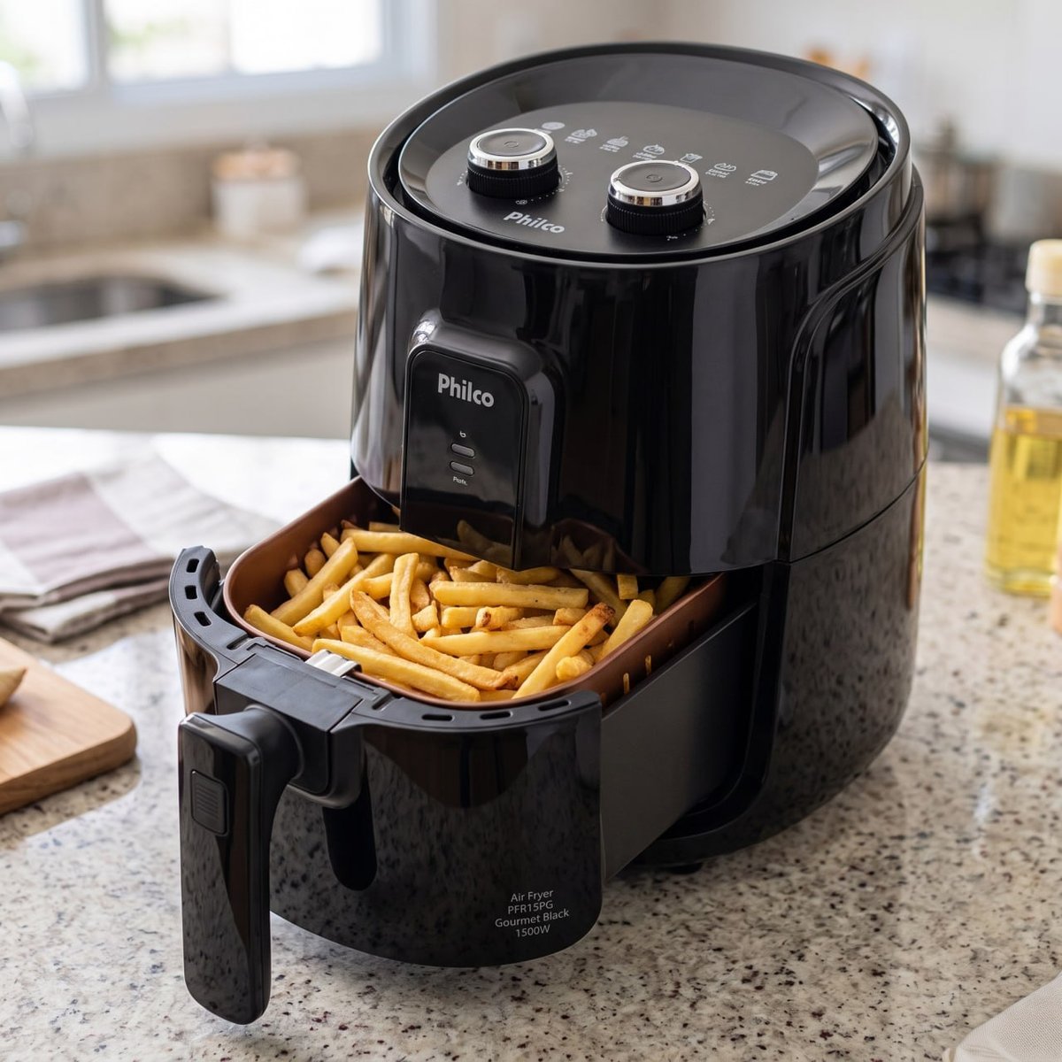 Fritadeira Elétrica sem óleo/Air Fryer Philco PFR15PG Preto 4,3L com Timer