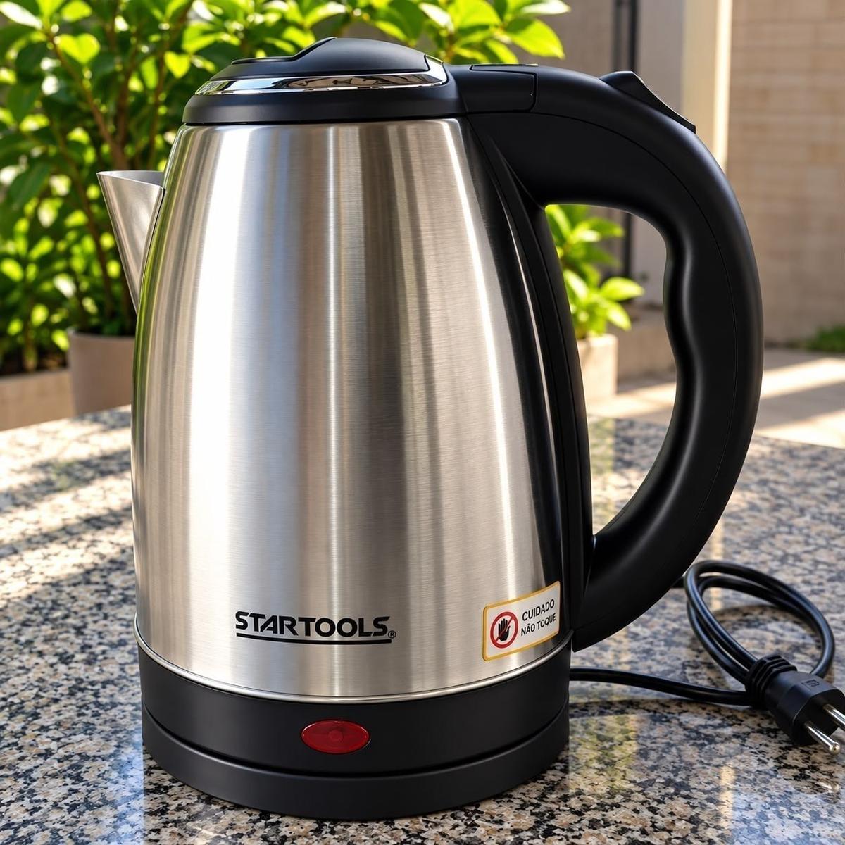 Chaleira Elétrica Inox 1,8l Ferve Água Rápido Café 220v Inox