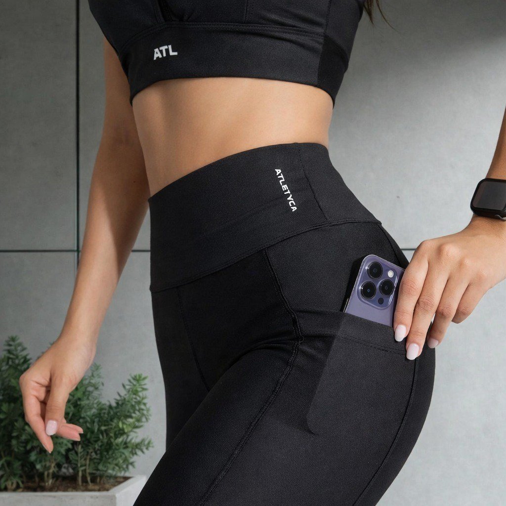 Calça Legging Com Bolsos Laterais Fitness Feminino Atletyca