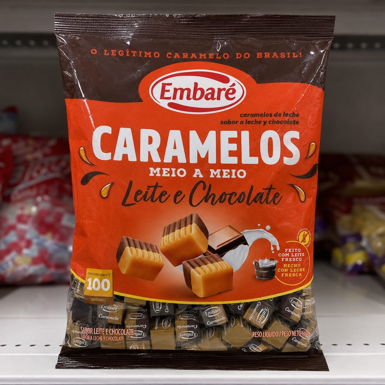Embaré Caramelos Meio a Meio Sabor Leite/Chocolate 660g
