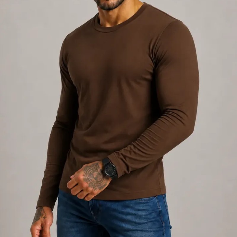 Kit 3 Camiseta Manga Longa Masculina Slim Algodão (P ao GG)