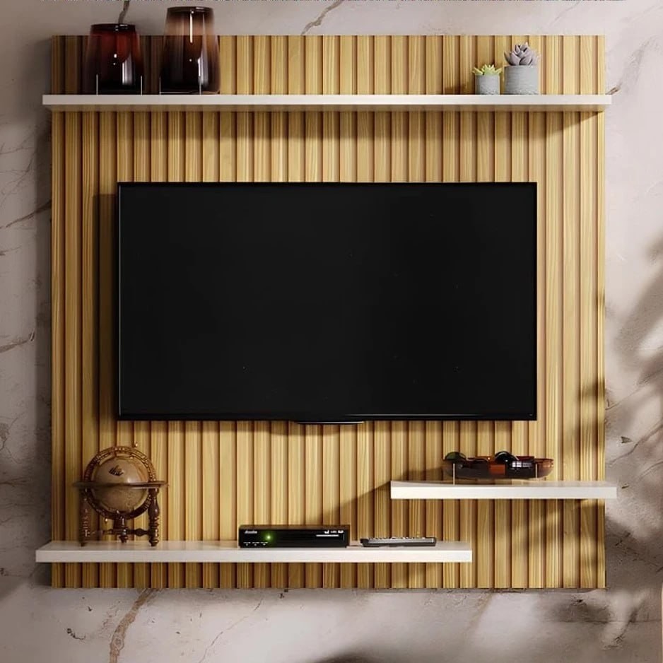 Painel Para TV Quarto Sala Com Prateleira 32 Polegadas Nichos MADRID