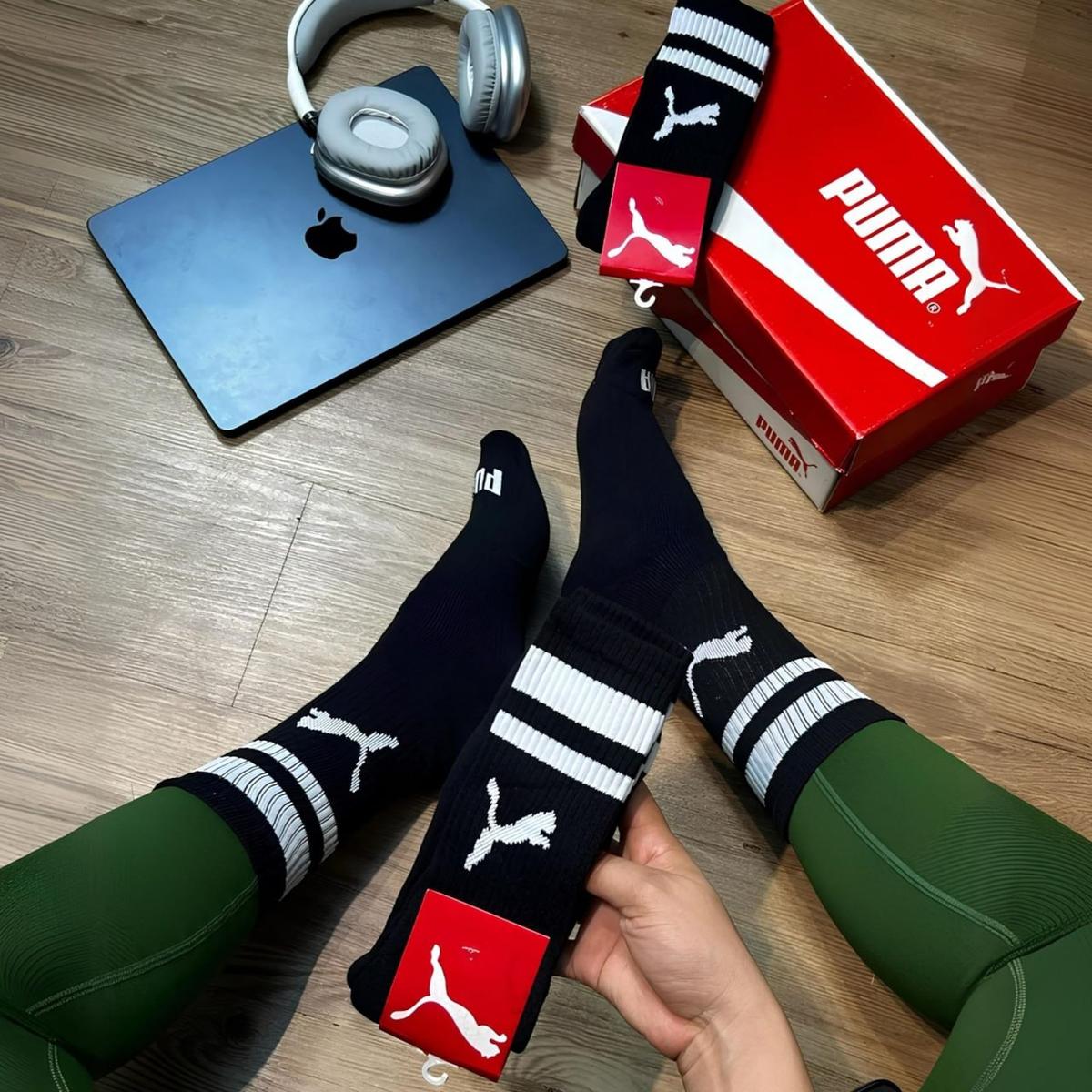 Kit 3 Pares Meias Puma Cano Alto Longo Academia Original
