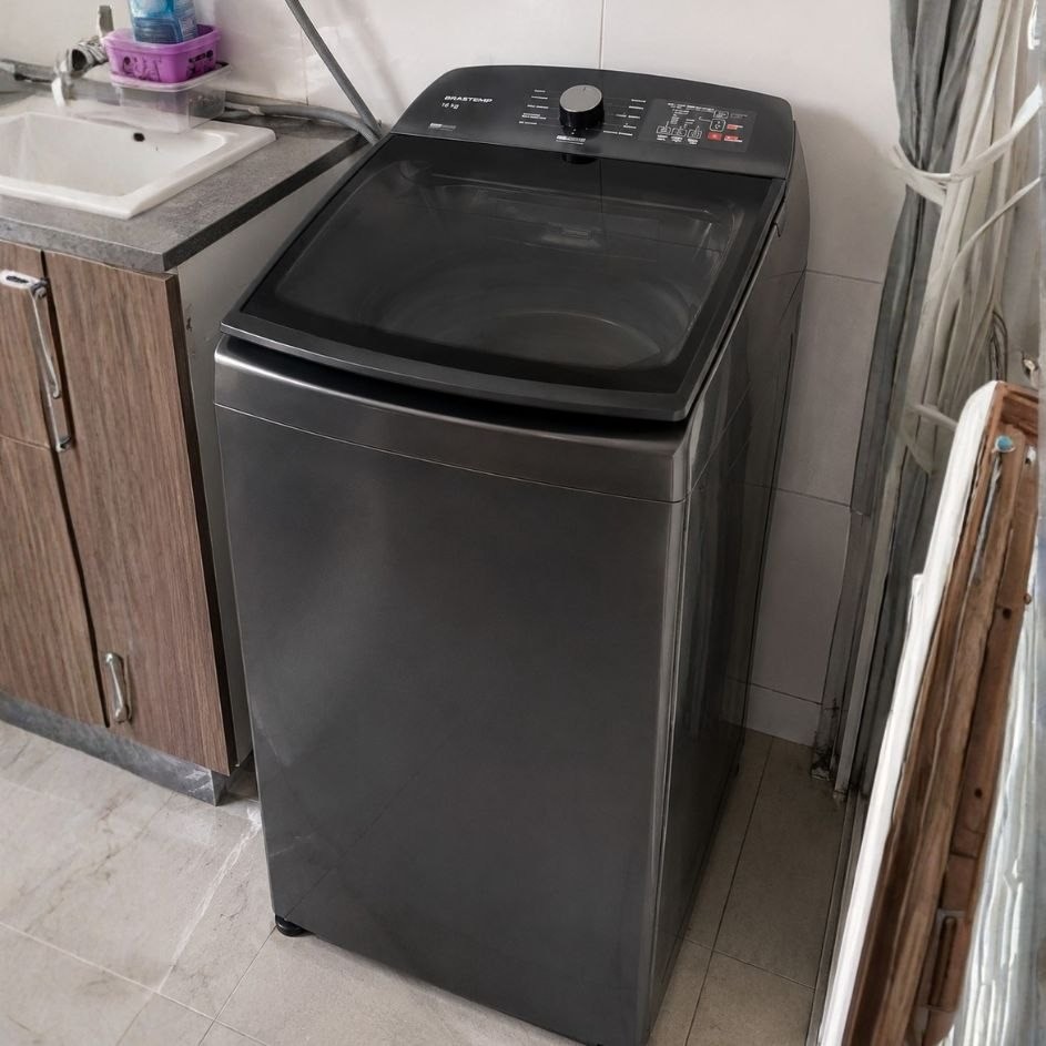 Lavadora de Roupas Brastemp 16kg Cesto Inox 4 Programas de Lavagem Cinza BWF16A9