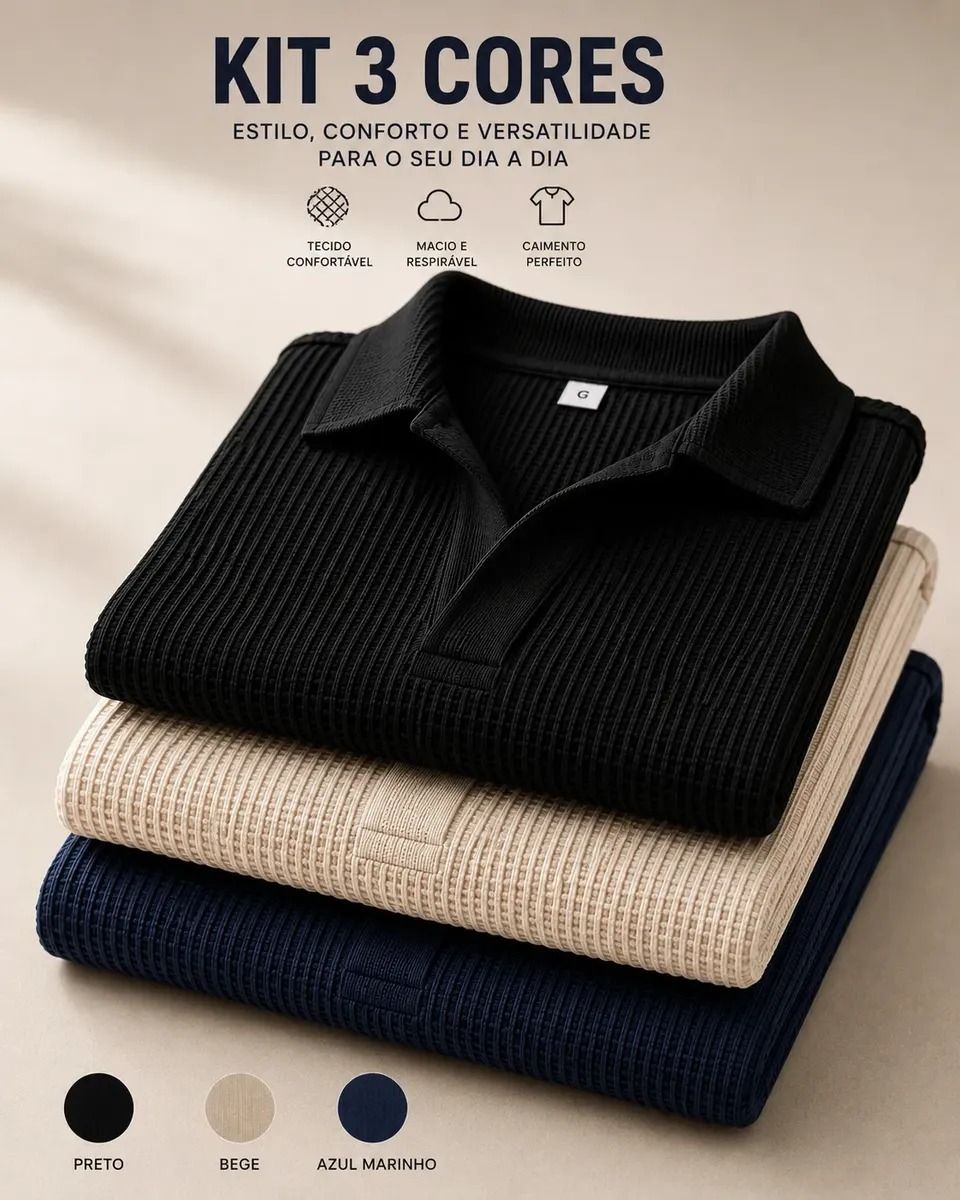 Kit Camisas Gola Polo Camisetas Blusas (P ao GG)