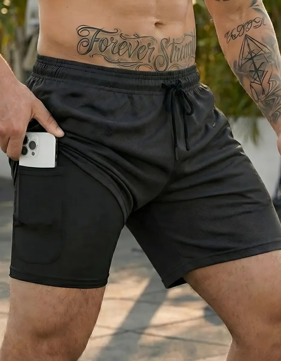 Kit 4 Shorts 2 Em 1 Duplo Dryfit Masculino Compressão Térmico (M ao GG)