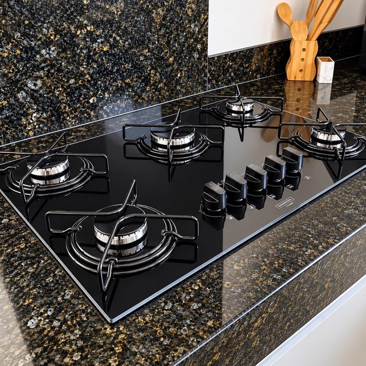 Cooktop 5 Bocas A Gás Atlas Agile Up Mega Chama Preto