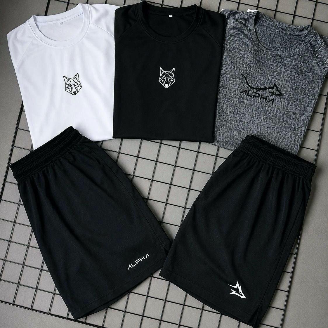 Kit Bermuda Lobo + Camiseta Lobo Dry Fitness