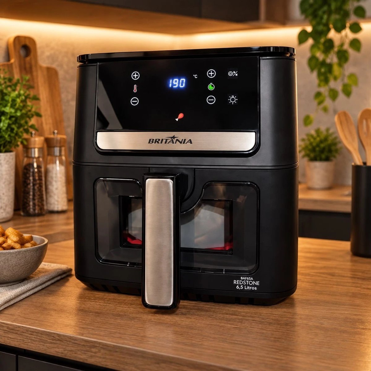 Air Fryer Britânia 6,5L 1700W 8 Funções Painel Digital Redstone BAF65A