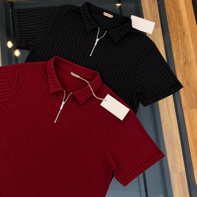 Kit 2 Camiseta Polo Manga Curta Com Ziper Masculina Canelada