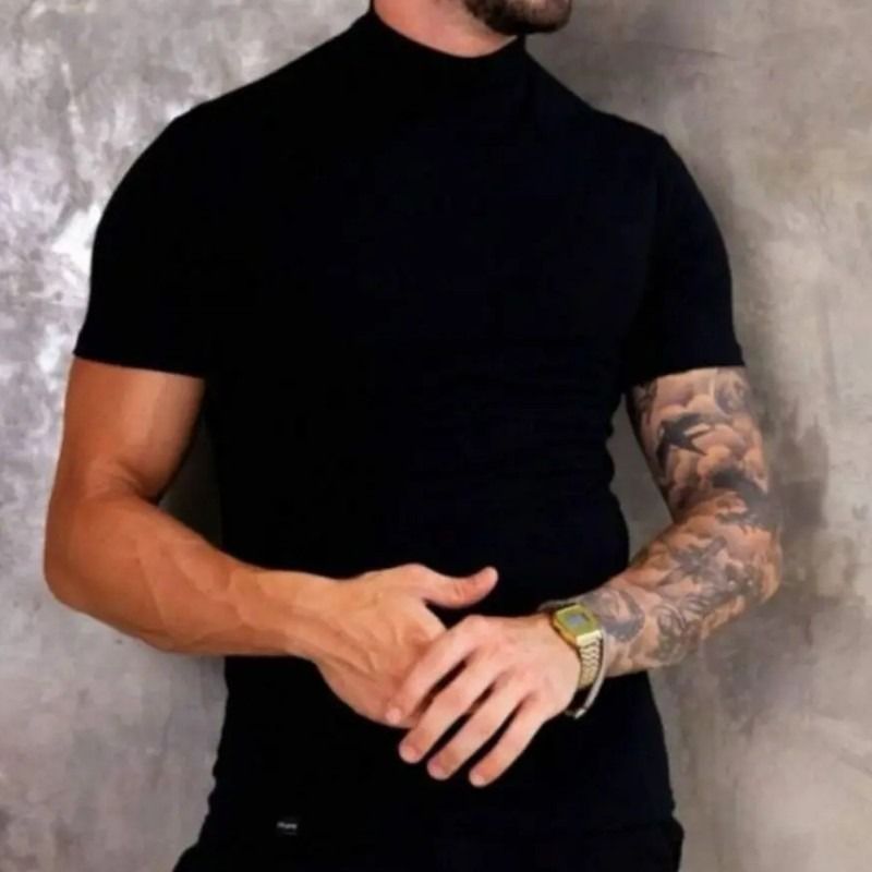 Camisa Masculina Canelada Gola Alta Estilo Old Money (M ao GG)