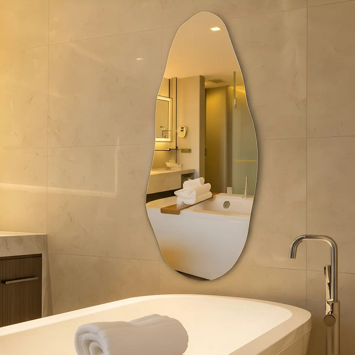 Espelho Orgânico 70cm Decoração Lapidado Design Moderno Luxo
