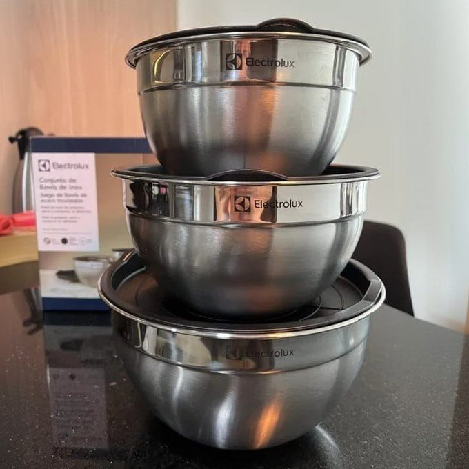 Conjunto de Bowls Tigelas de Inox com Tampa Plástica Electrolux