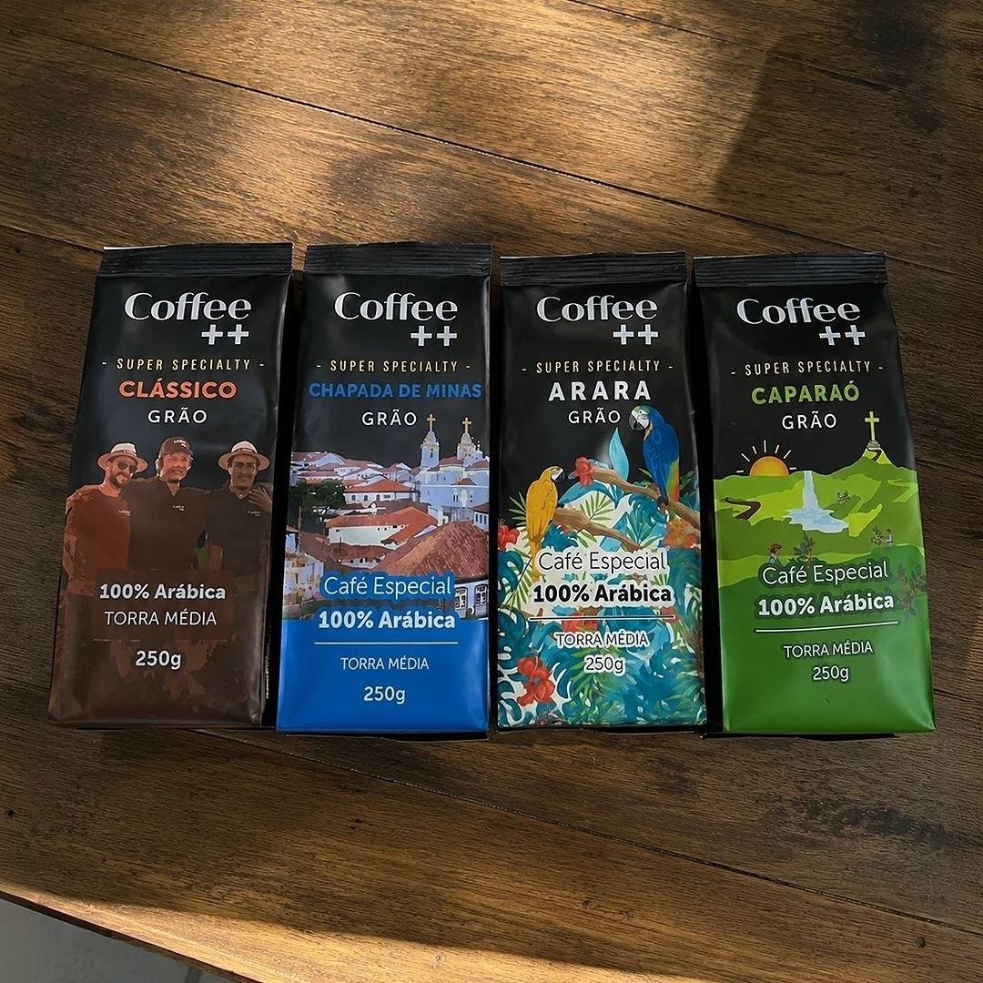 Kit 4 Pacotes Grãos Coffee Mais Variedades 100% Arábica (4x250g) - Arara - Caparaó - Chapada de Minas - Clássico