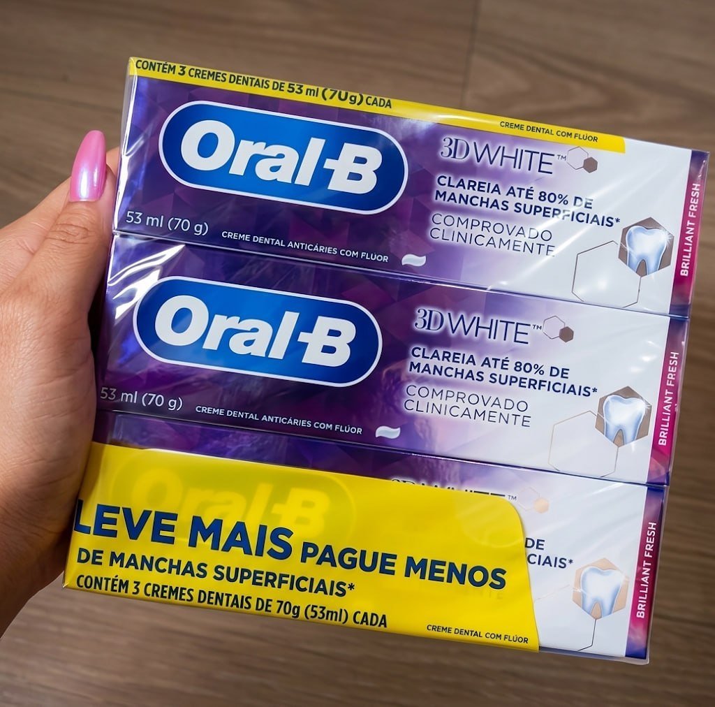 Oral-B Pasta de Dente 3D White Brilliant Fresh, 3 Unidades de 70 g