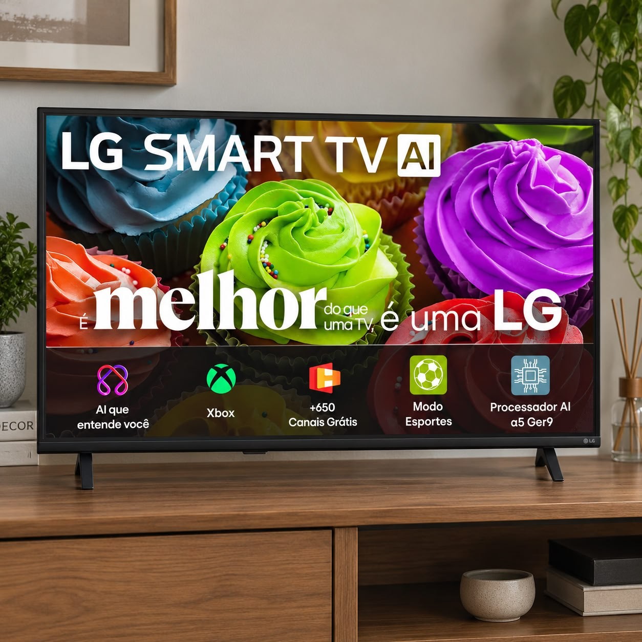 Smart TV HD 32" LG LB650 AI 2026 Processador α5 Ger9 HDR10 Xbox Bluetooth Wi-Fi AI Search Google Gemini Canais Grátis webOS 26 - 32LB650BPSA