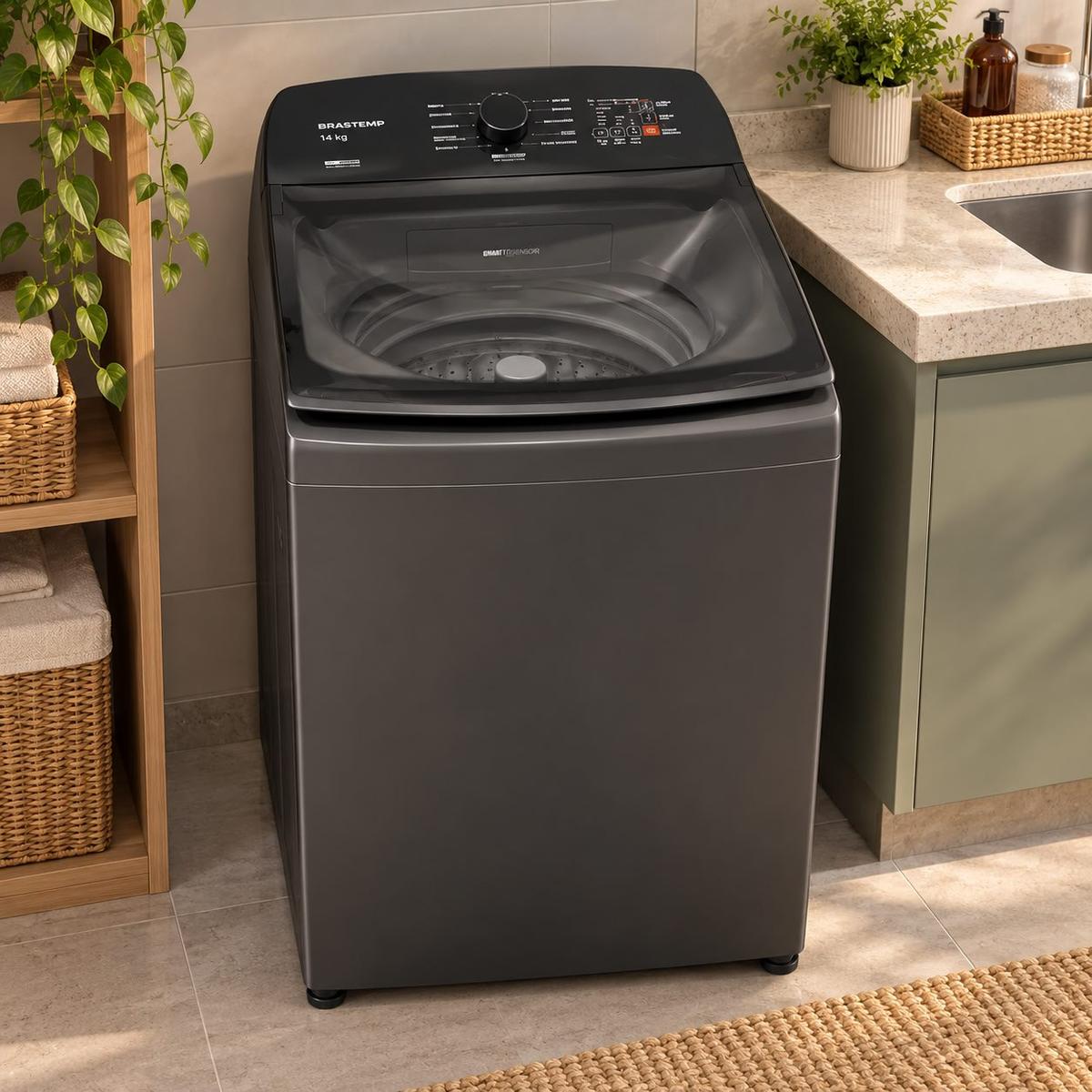 Máquina de Lavar Brastemp 14Kg Cinza Smart Sensor- BWJ14A9 127v