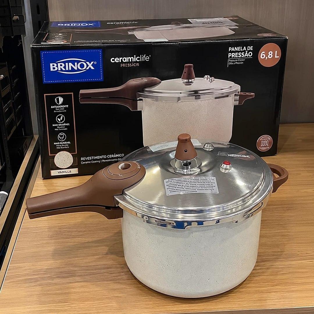 Panela Pressao Brinox Ceramic Pressure Indução 6,8l Vanilla