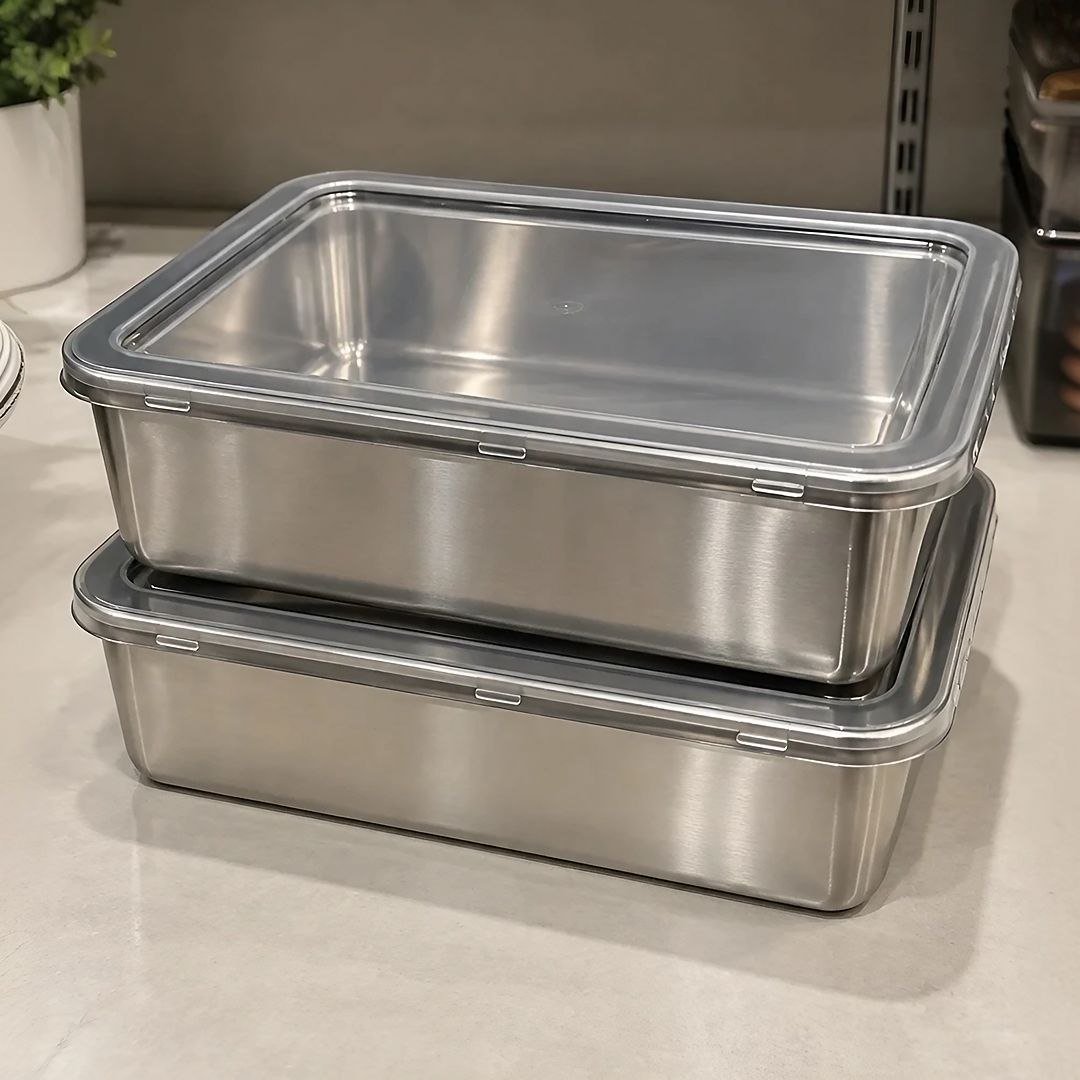 Kit2 Conjunto De Recipientes De Armazenamento De Inox 2400ml