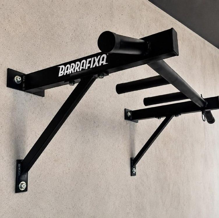 Barra Fixa De Parede Completa  Pull-up Interna E Externa Preto