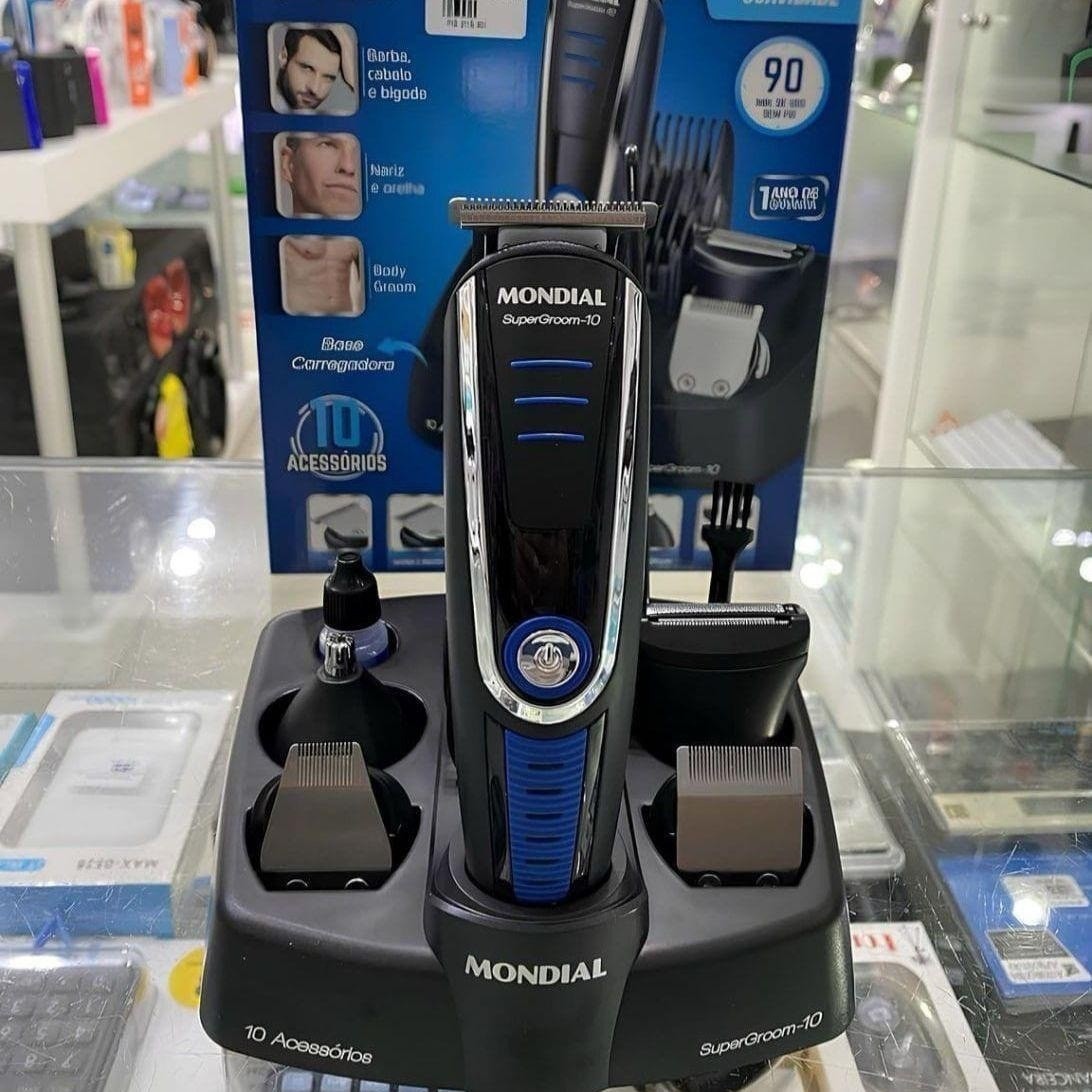 Aparador de Pelos Super Groom 10, Mondial, Preto/Azul, 6W, Bivolt - BG-03