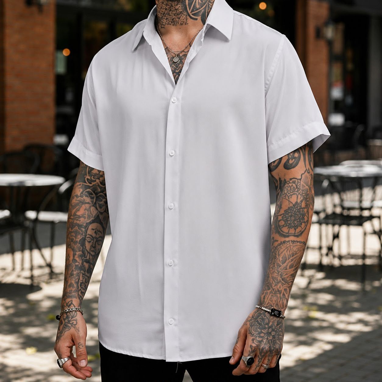 Camisa De Botão Manga Curta Social (P ao GG)