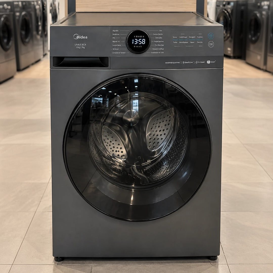 Lava E Seca 11kg Titanium Slim Conectada Midea MF201D110WB 220V
