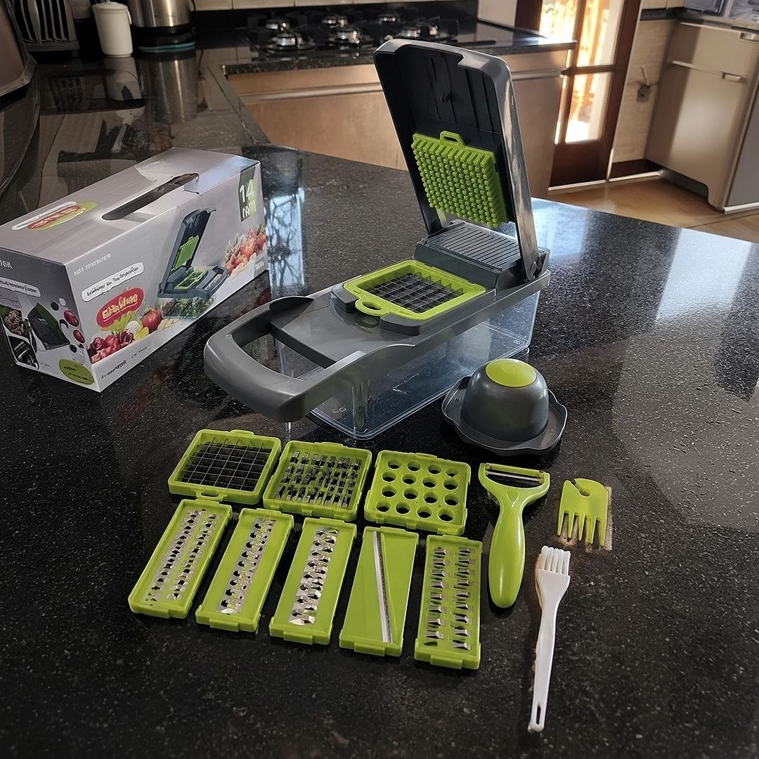 Eps-403 Cortador Fatiador E Ralador De Vegetais Multifuncional 16 Pçs