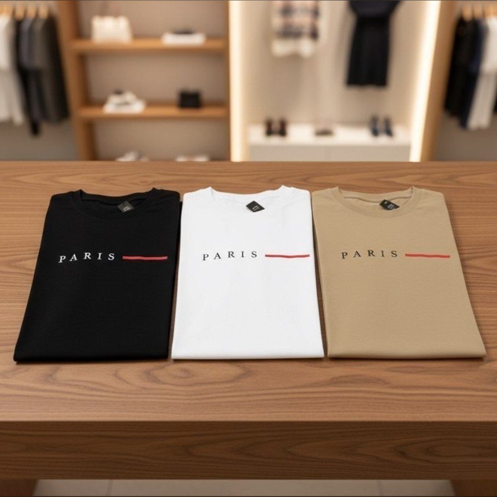 Kit 3 Camisetas Paris Masculinas Luxo Camisa Algodão Premium