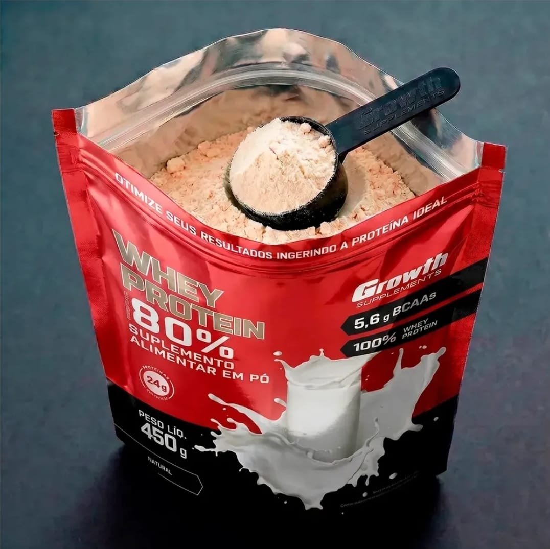 Whey Protein Concentrado 450g Growth Supplements Natural