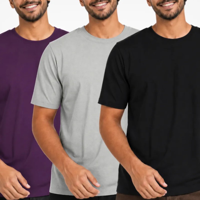 Kit 3 Camisetas Básica Masculina Unissex Lisa 100% Algodão (P ao GG)