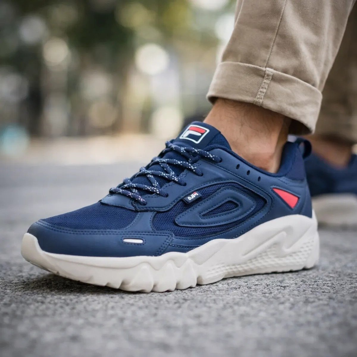 Tênis Masculino Fila Venture Tracer Lite Casual Original Marinho/vermelho Geométrico (37 a 42)