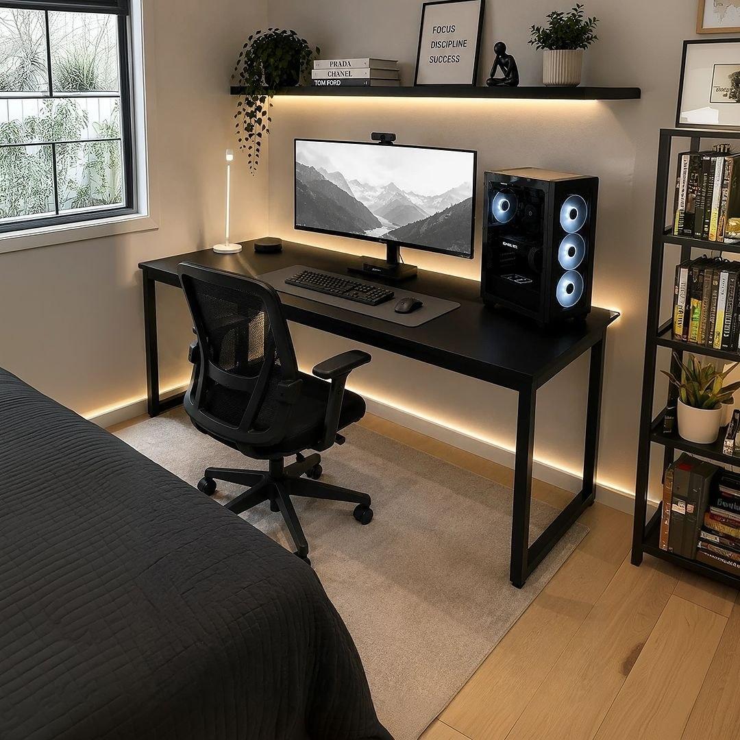 Mesa Gamer 150cm Industrial Com Pés Aço Para Setup
