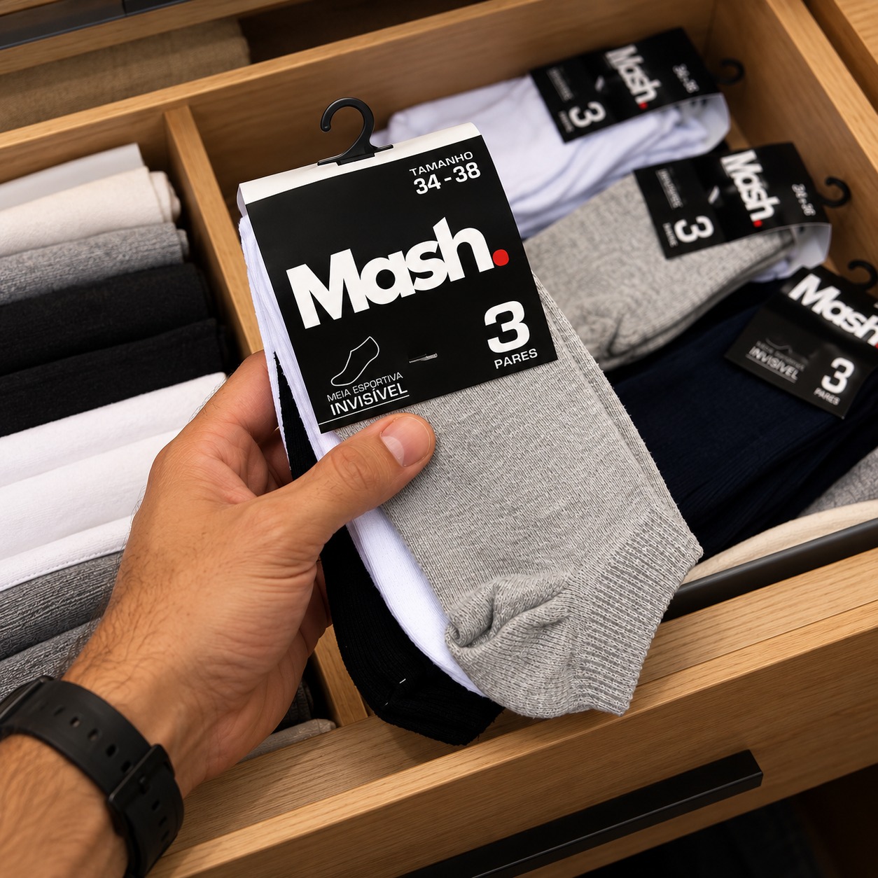 Kit 10 Pares Meia Invisível Soquete Algodão Confortável Mash