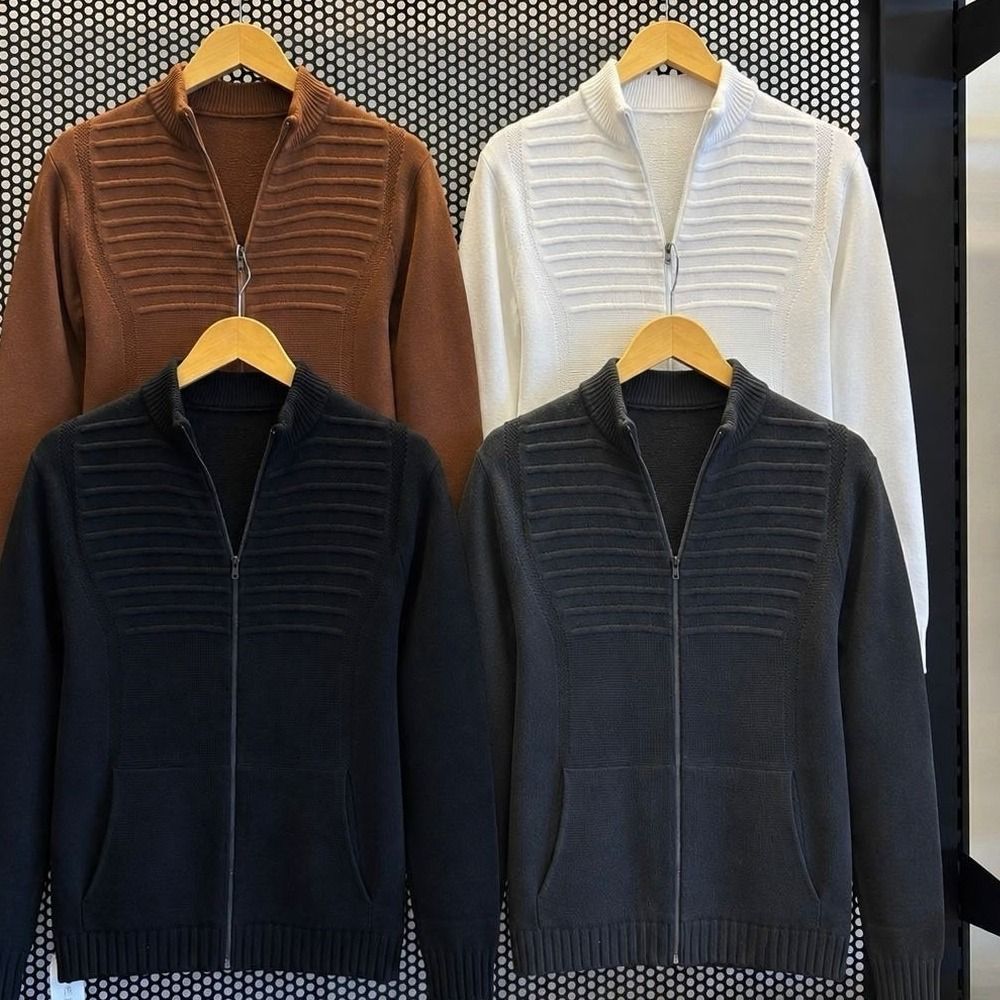 Jaqueta Masculina Blusa De Frio Malha Grossa Ziper E Bolso (P ao GG)