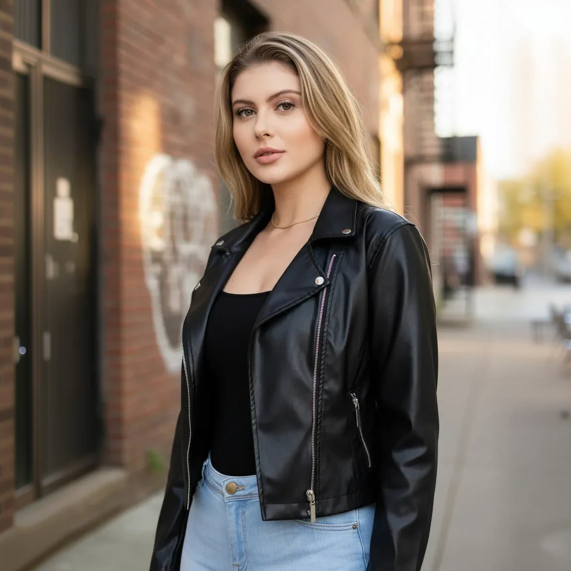 Jaqueta Feminina Couro Casaco Blusa Moda Outono Inverno
