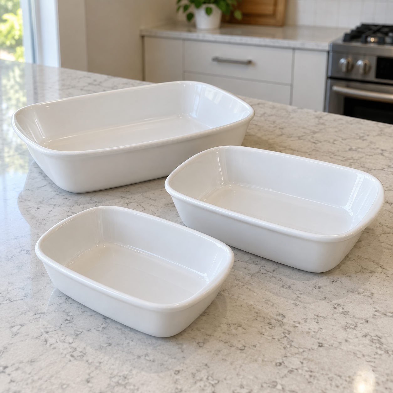 Oxford conjunto de 3 refratárias bake branco