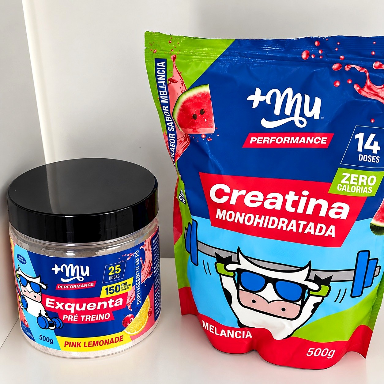 💪 Kit Mu Creatina Melancia + Pré Treino Exquenta Pink Lemonade