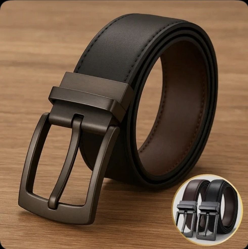 Cinto Masculino Couro Dupla Face 2 Em 1 Preto Marrom Social Preto/marrom 130 Cm